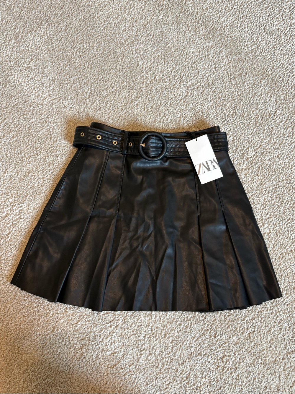 Zara faux leather belted skirt